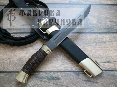 Нож Пластунский/ сталь ХВ5 алмазная/ г/л. латунь &mdash; Фабрика Баринова