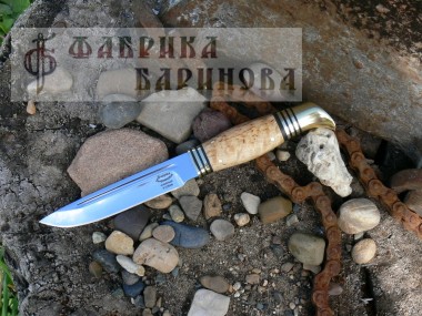 Нож Финка НКВД (сталь Х12МФ), рукоять карельская береза, латунь. &mdash; Фабрика Баринова