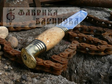 Нож Финка НКВД (сталь Х12МФ), рукоять карельская береза, латунь. &mdash; Фабрика Баринова