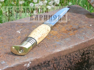 Нож Финка НКВД (сталь 95Х18), рукоять карельская береза, латунь. &mdash; Фабрика Баринова