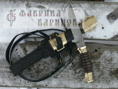 Нож Витязь-2/ дамаск/ х/л.латунь / в ножнах &mdash; Фабрика Баринова