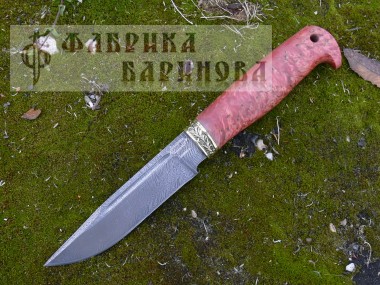 Нож Сокол-2 (сталь Дамаск), ст. карельская береза. &mdash; Фабрика Баринова